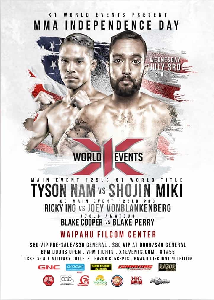X1#55: MMA Independence Day July 3 2019 Fight results