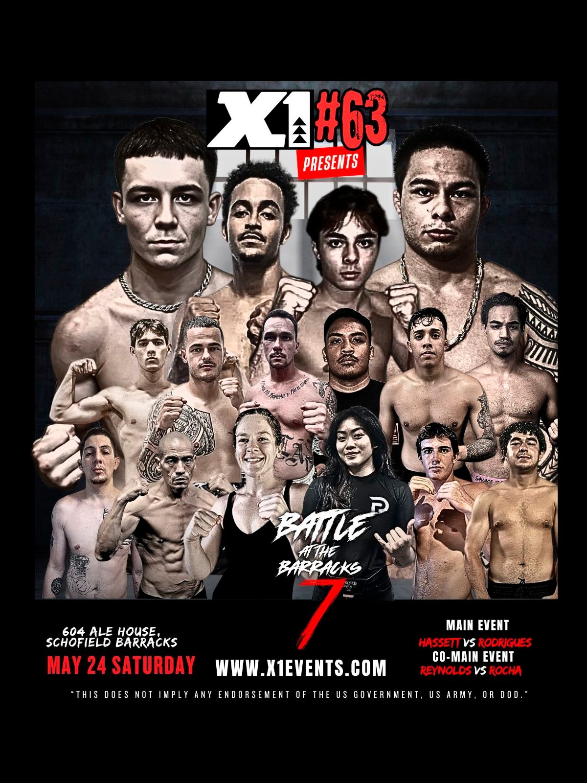 Official X-1 #63 event poster – Battle at the Barracks 7 at Schofield Barracks, Hawaii